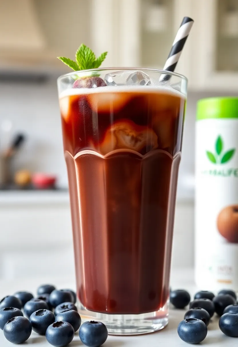 25 Herbalife High Protein Iced Coffee Recipes Boost Your Day - 14. Blueberry Vanilla Iced Coffee