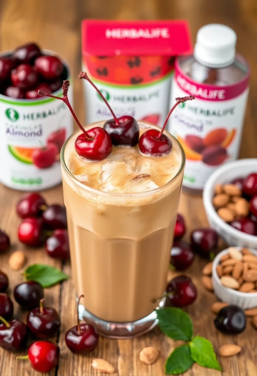 25 Herbalife High Protein Iced Coffee Recipes Boost Your Day - 17. Cherry Almond Iced Coffee