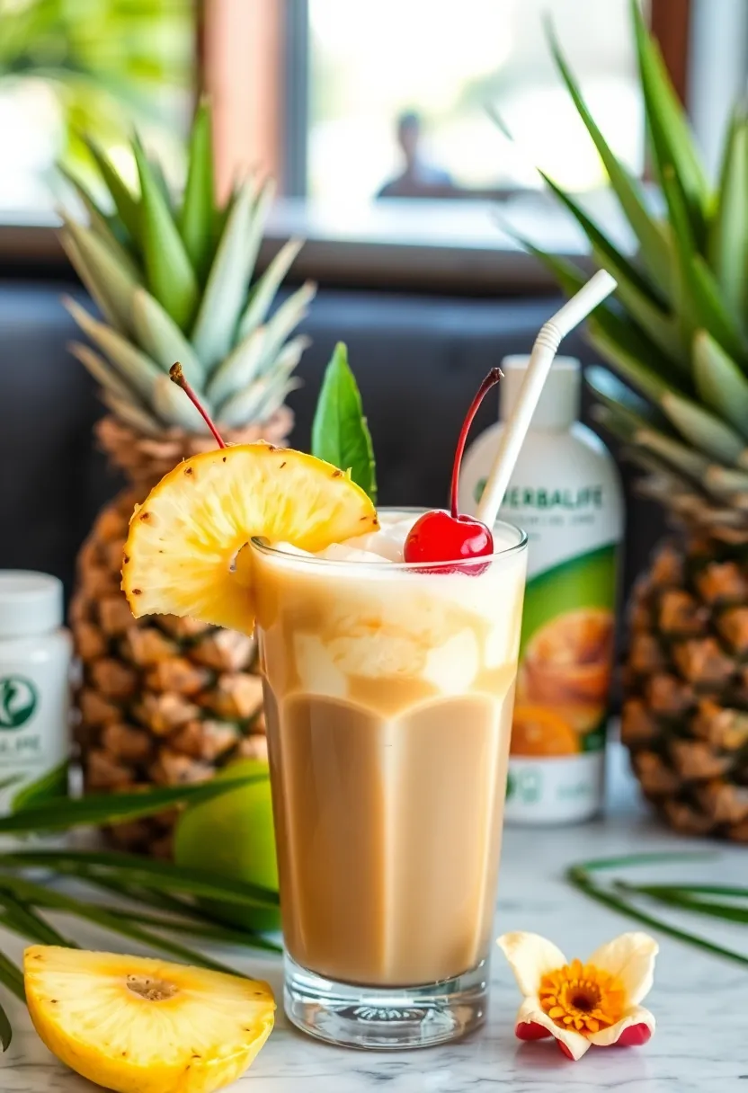 25 Herbalife High Protein Iced Coffee Recipes Boost Your Day - 20. Pina Colada Iced Coffee