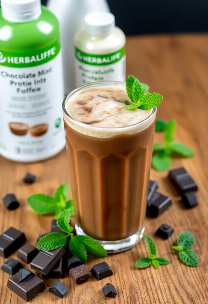25 Herbalife High Protein Iced Coffee Recipes Boost Your Day - 22. Chocolate Mint Protein Iced Coffee