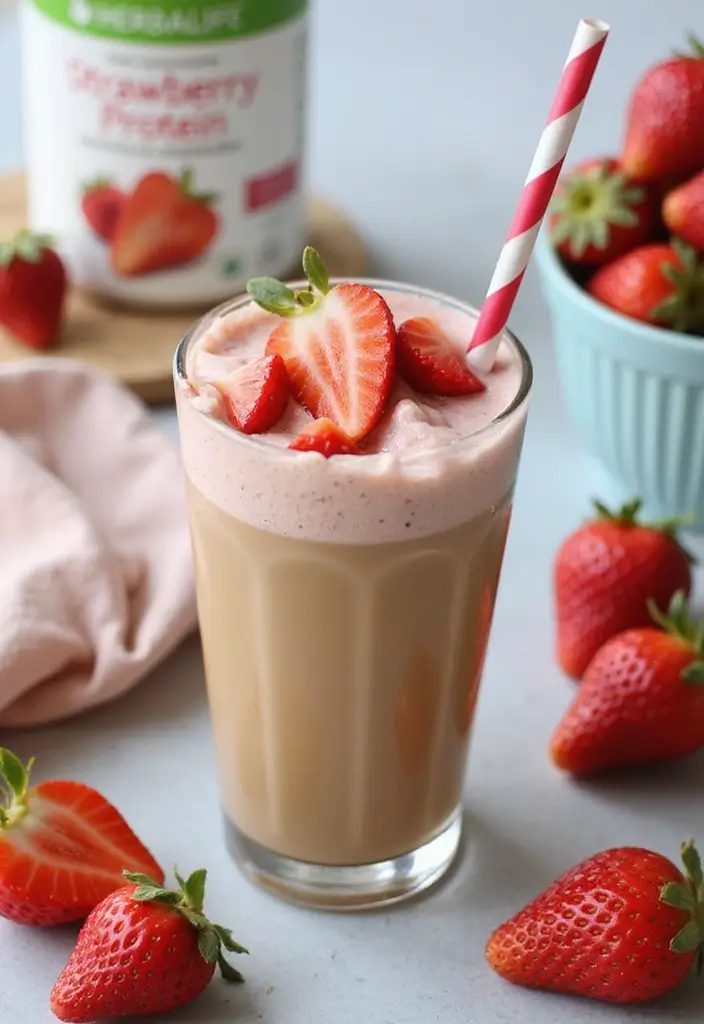 25 Herbalife High Protein Iced Coffee Recipes Boost Your Day - 8. Strawberry Protein Iced Coffee