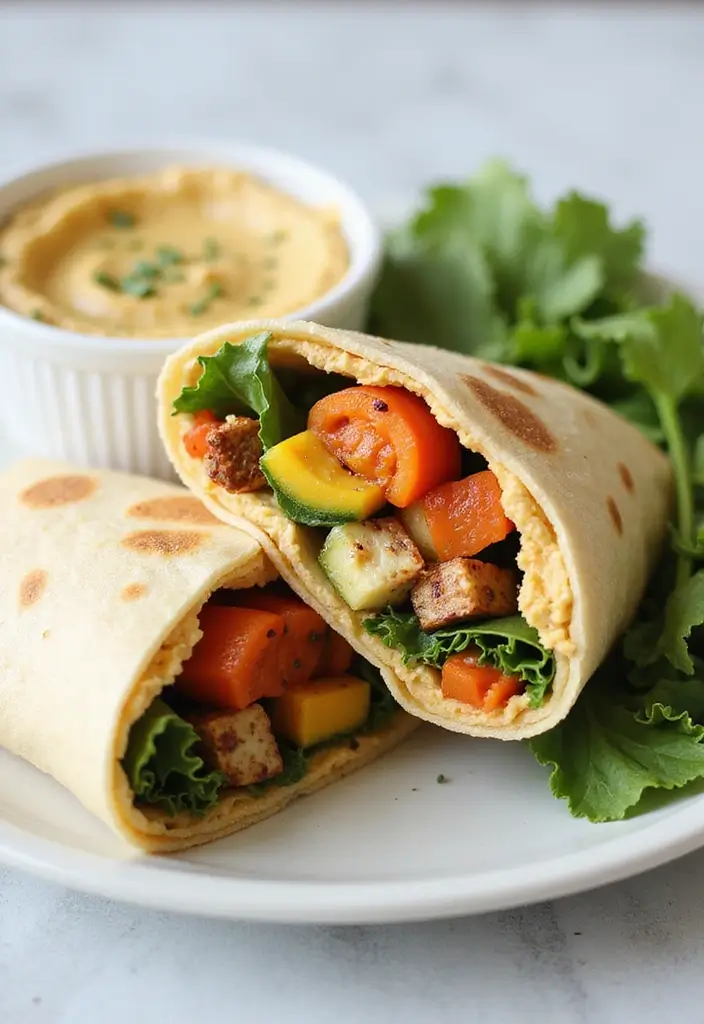 25 High Protein High Fiber Low Carb Recipes Healthy And Filling - 19. Grilled Vegetable and Hummus Wrap