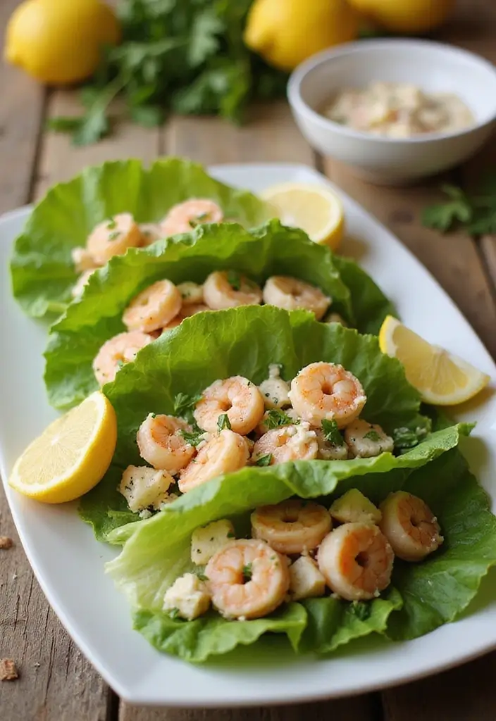 25 High Protein Low Carb Recipes For Picky Eaters - 9. Shrimp Salad Lettuce Wraps