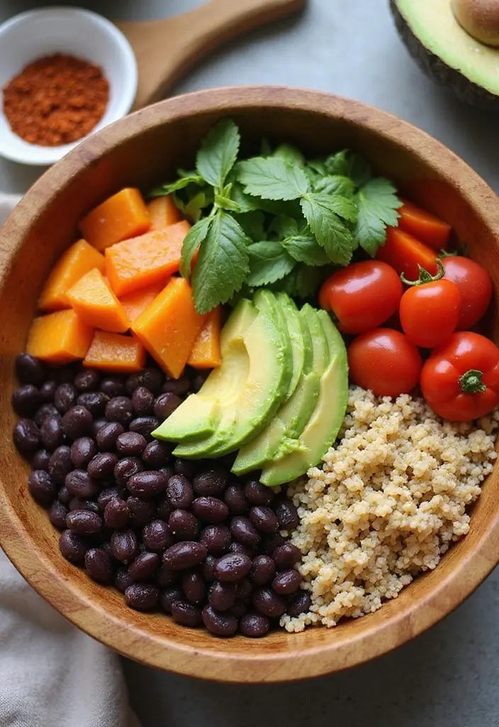 25 High Protein Vegetarian Recipes for Weight Gain Meals That Work 1. Hearty Quinoa and Black Bean Bowl