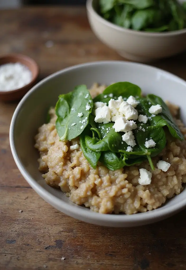 25 High Protein Vegetarian Recipes for Weight Gain Meals That Work 17. Savory Oatmeal with Spinach and Feta
