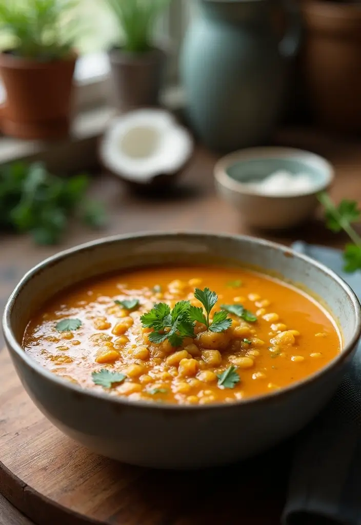 25 High Protein Vegetarian Recipes for Weight Gain Meals That Work 22. Coconut Curry Lentil Soup