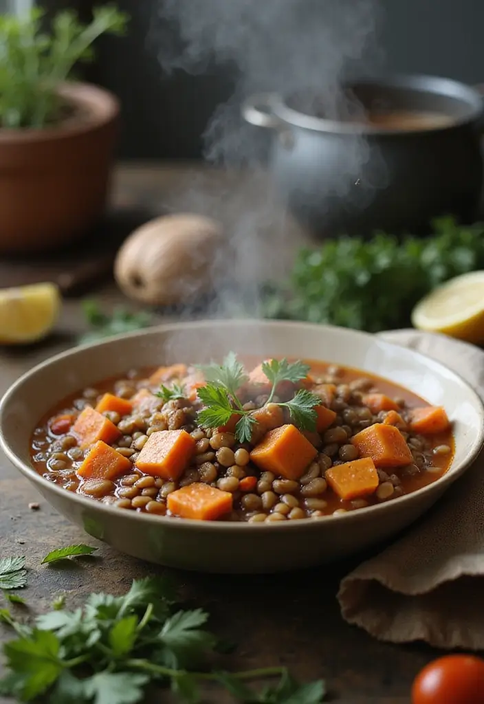 25 High Protein Vegetarian Slow Cooker Recipes To Enjoy 2. Lentil and Sweet Potato Stew