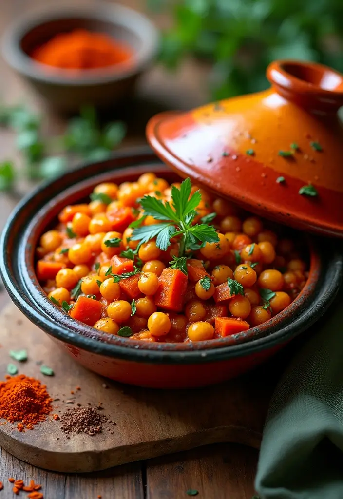 25 High Protein Vegetarian Slow Cooker Recipes To Enjoy 7. Moroccan Spiced Carrot and Chickpea Tagine