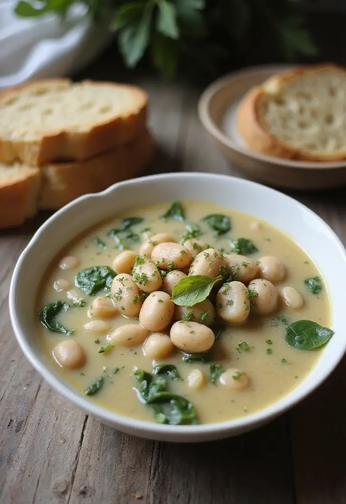 25 High Protein Vegetarian Slow Cooker Recipes To Enjoy 9. Creamy White Bean and Spinach Soup