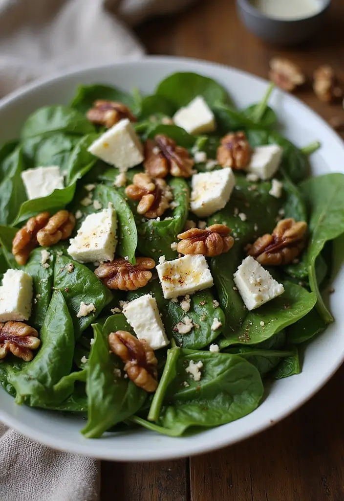 25 Low Carb High Protein Salad Recipes Fresh And Filling 2. Spinach and Feta Salad with Walnuts