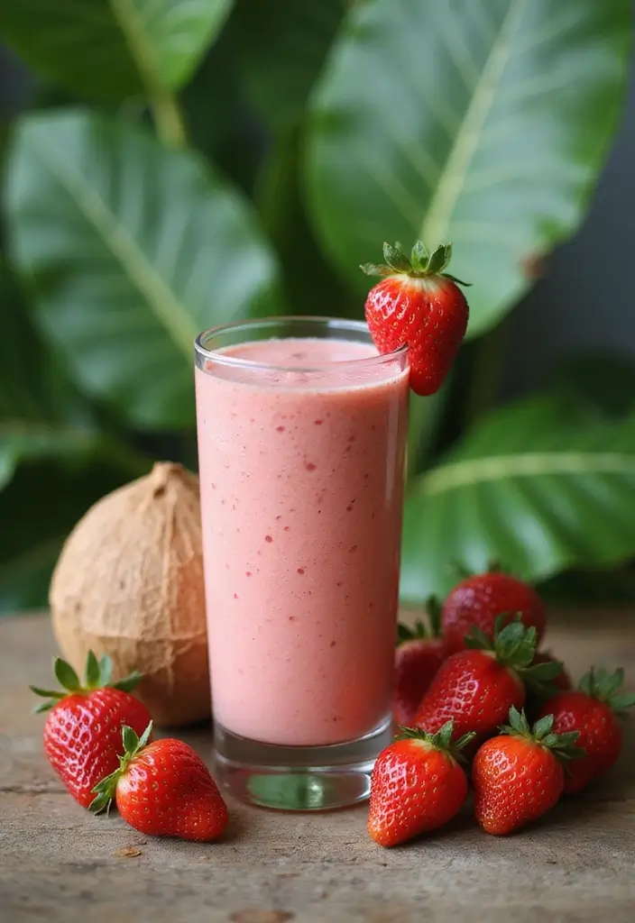 25 Low Carb High Protein Smoothie Recipes To Blend Fast - 12. Strawberry Coconut Smoothie