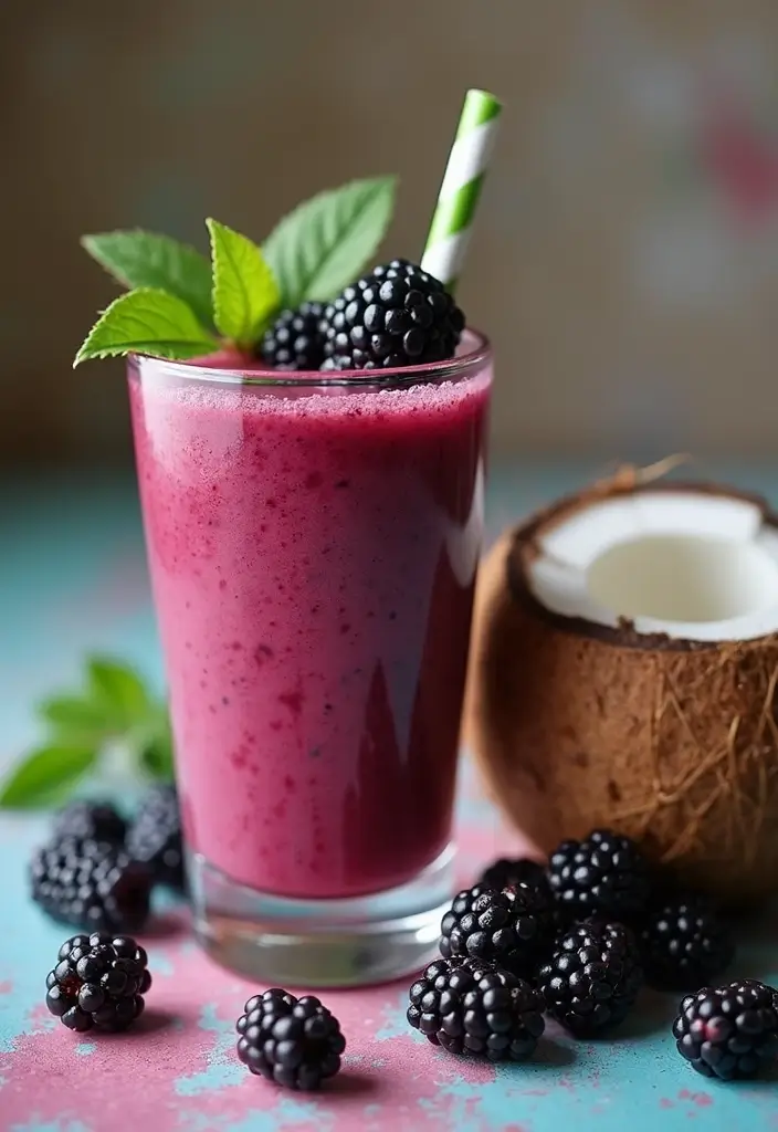 25 Low Carb High Protein Smoothie Recipes To Blend Fast - 17. Blackberry Coconut Smoothie