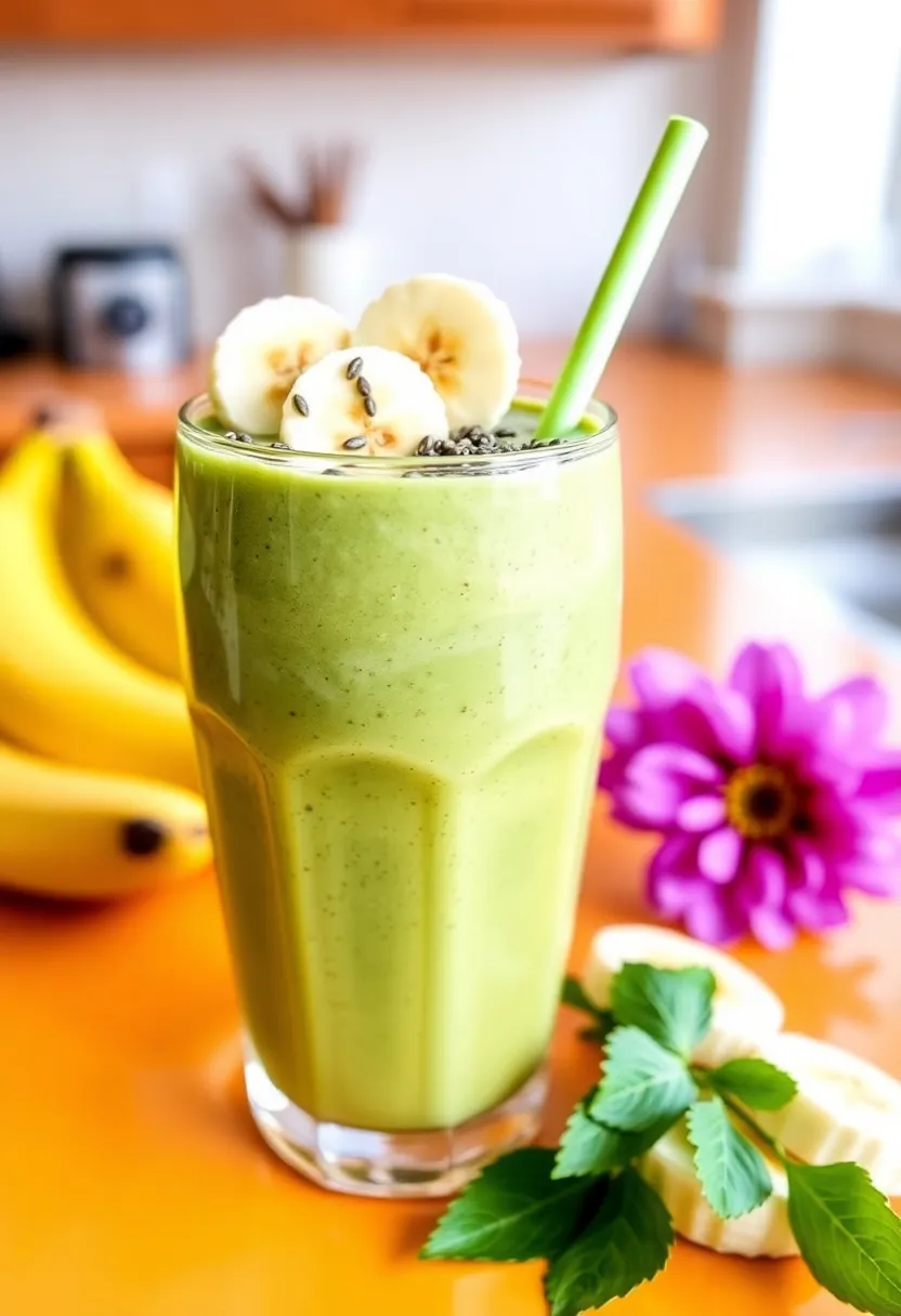 25 Low Carb High Protein Smoothie Recipes To Blend Fast - 21. Sweet Matcha Chia Smoothie