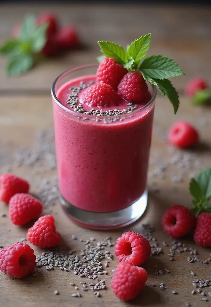 25 Low Carb High Protein Smoothie Recipes To Blend Fast - 6. Raspberry Chia Protein Smoothie