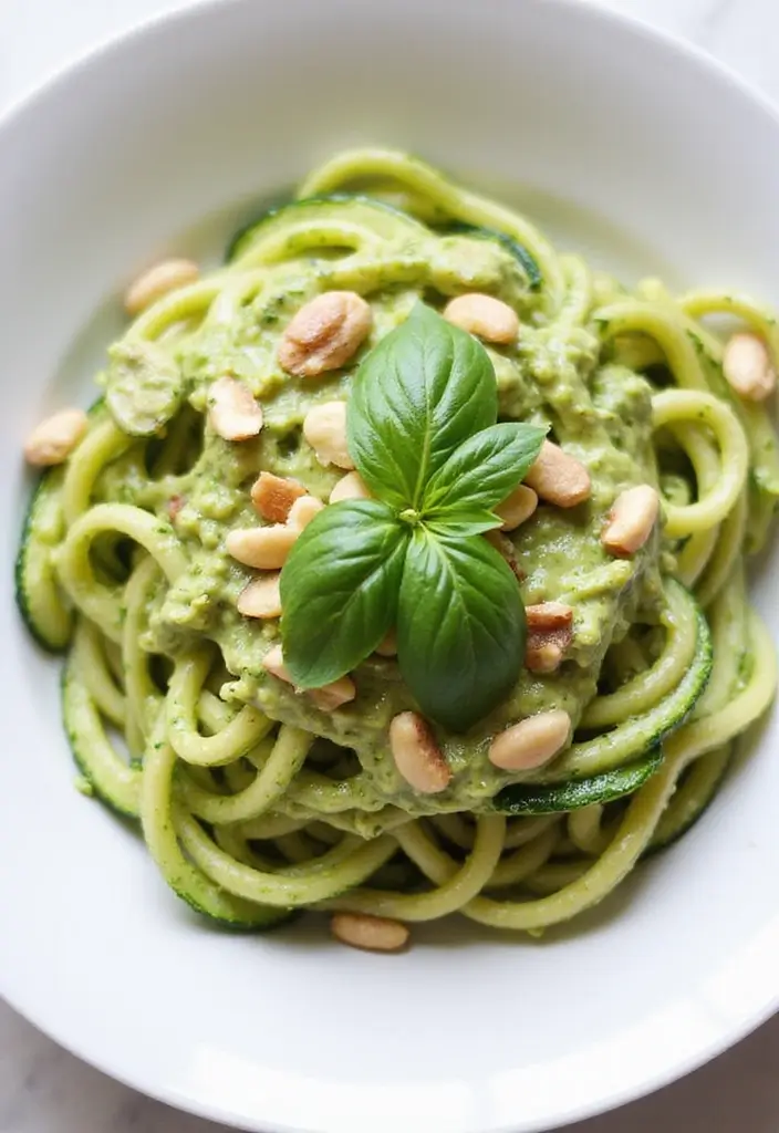 25 Vegan High Protein Low Carb Recipes Clean And Energizing - 2. Zucchini Noodles with Avocado Pesto