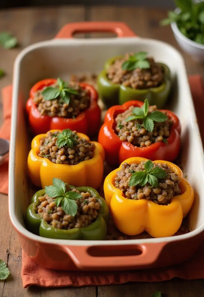 25 Vegan High Protein Low Carb Recipes Clean And Energizing - 9. Stuffed Bell Peppers with Lentils