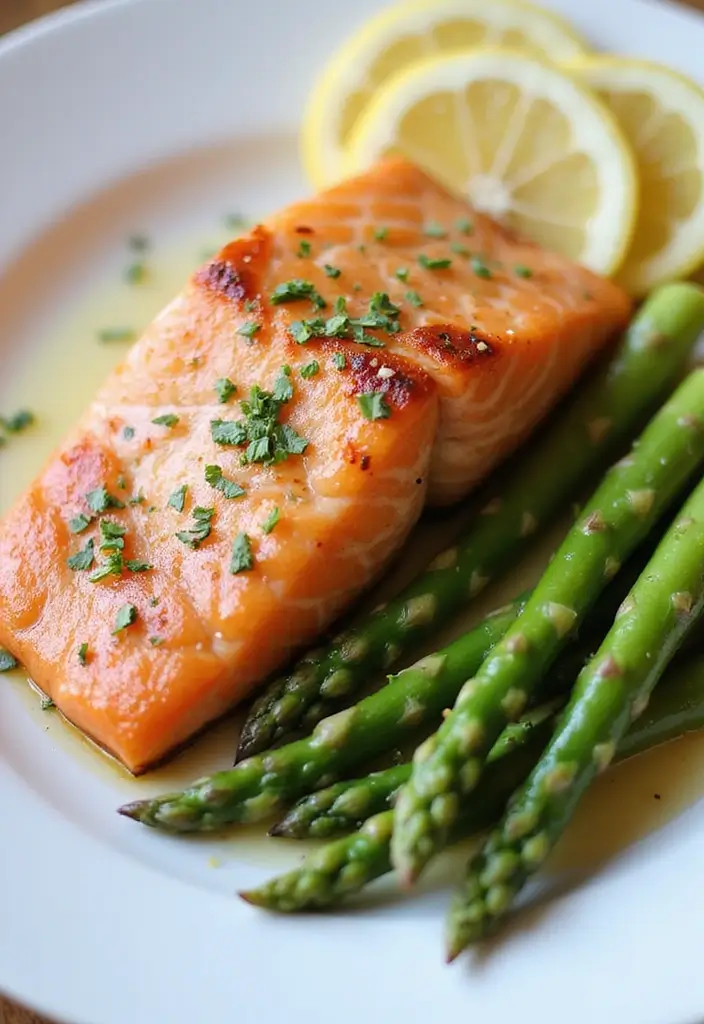 27 Easy High Protein Low Calorie Recipes To Cook Fast - 11. Baked Salmon with Asparagus
