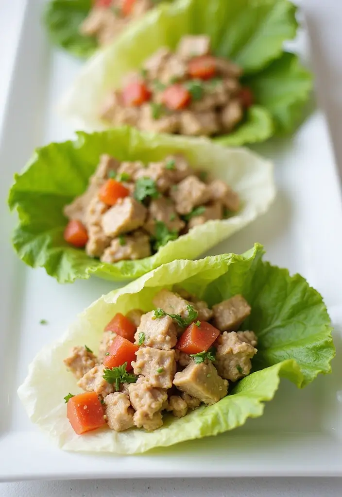 27 Easy High Protein Low Calorie Recipes To Cook Fast - 14. Tuna Salad Lettuce Wraps