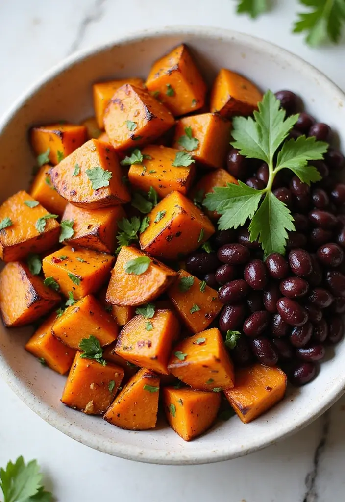 27 Easy High Protein Low Calorie Recipes To Cook Fast - 23. Sweet Potato and Black Bean Bowl