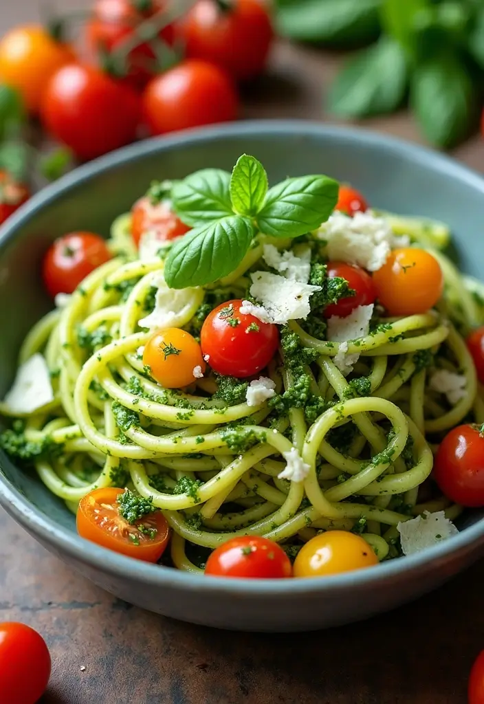 27 Easy High Protein Low Calorie Recipes To Cook Fast - 7. Zucchini Noodles with Pesto