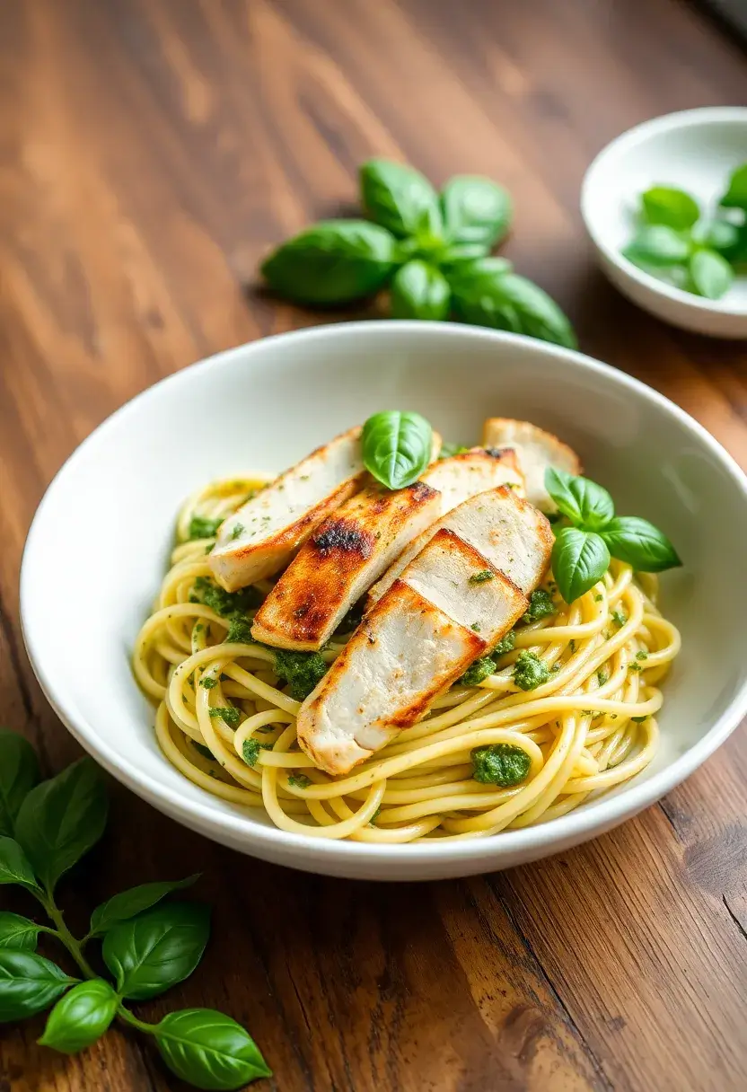 27 Healthy Dinner Recipes for Family High Protein Meals 21. Pesto Pasta with Grilled Chicken