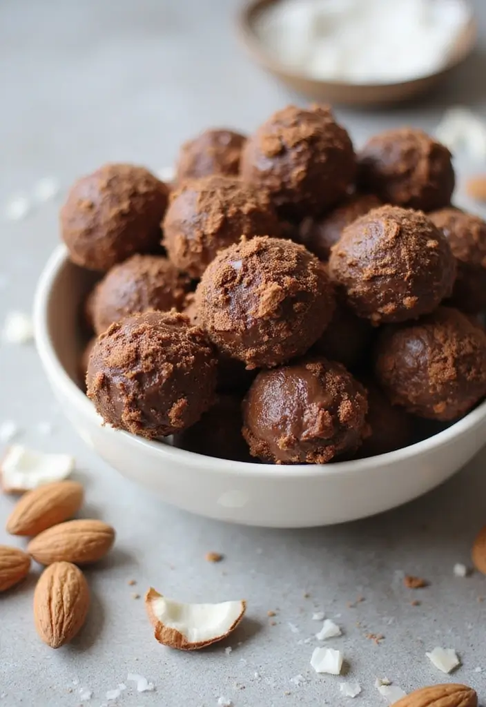 27 High Protein Low Carb Dessert Recipes Sweet And Smart 12. Chocolate Coconut Energy Bites