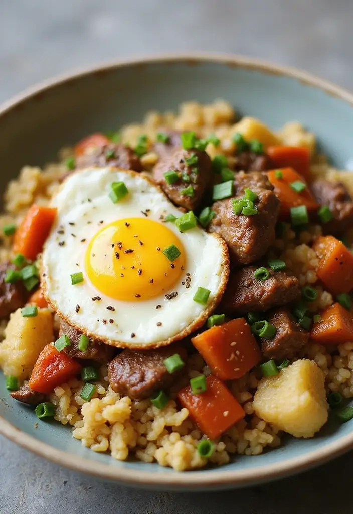 27 High Protein Low Carb Ground Beef Recipes Quick And Easy 14. Beef and Egg Fried Cauliflower Rice