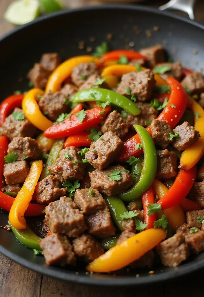 27 High Protein Low Carb Ground Beef Recipes Quick And Easy 17. Beef and Bell Pepper Stir Fry