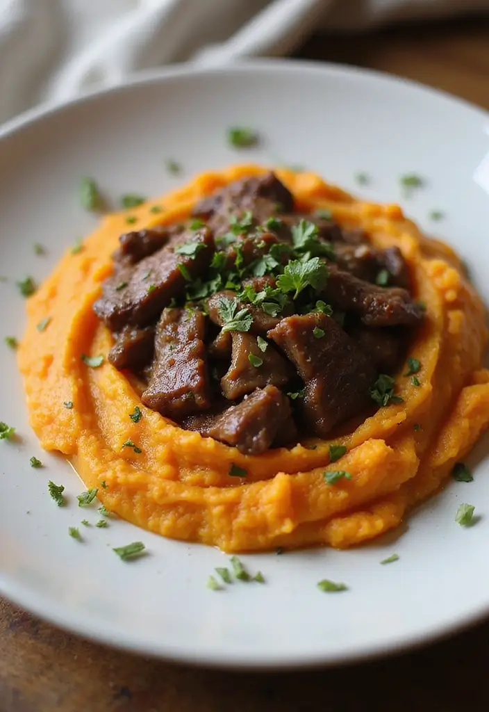 27 High Protein Low Carb Ground Beef Recipes Quick And Easy 23. Beef and Sweet Potato Mash