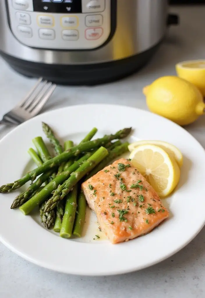 27 High Protein Low Carb Instant Pot Recipes That Save Time - 3. Garlic Herb Salmon with Asparagus