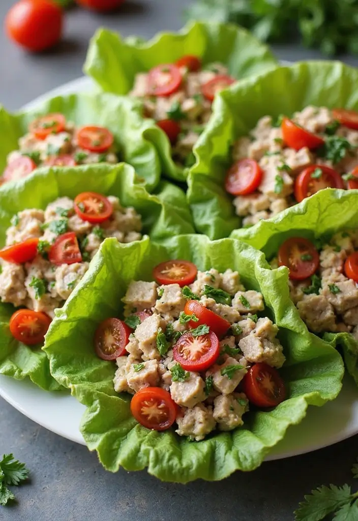27 High Protein Low Carb Recipes Lunch To Go 6 27 High Protein Low Carb Recipes Lunch To Go - 6. Tuna Salad Lettuce Wraps