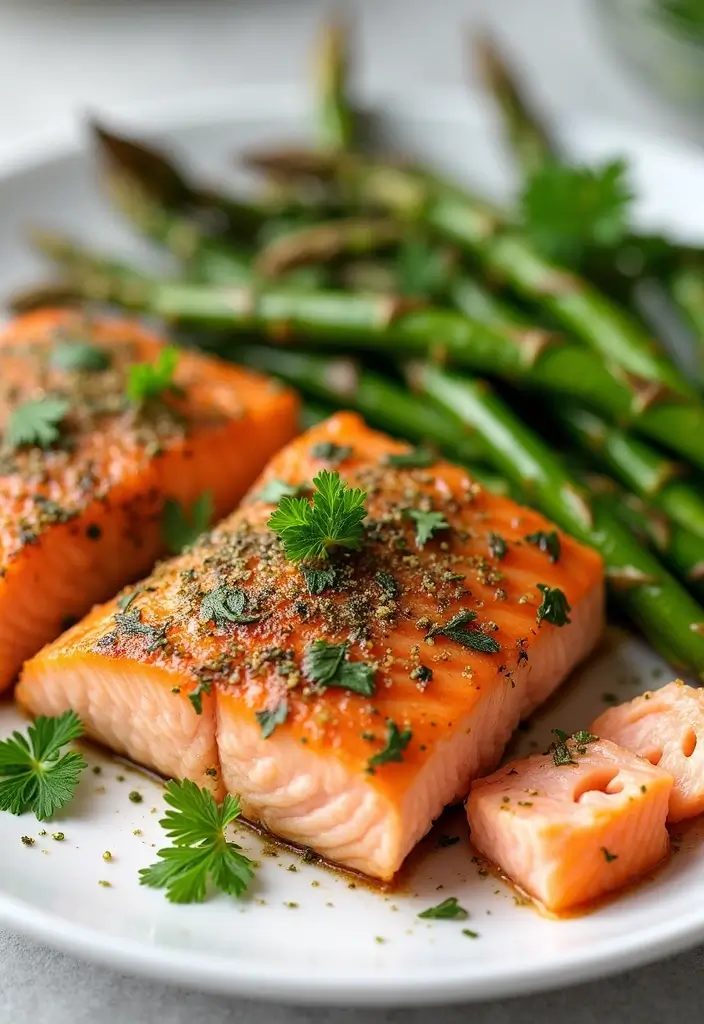 27 High Protein Low Carb Salmon Recipes Omega Rich Meals 1. Herb Crusted Salmon with Asparagus