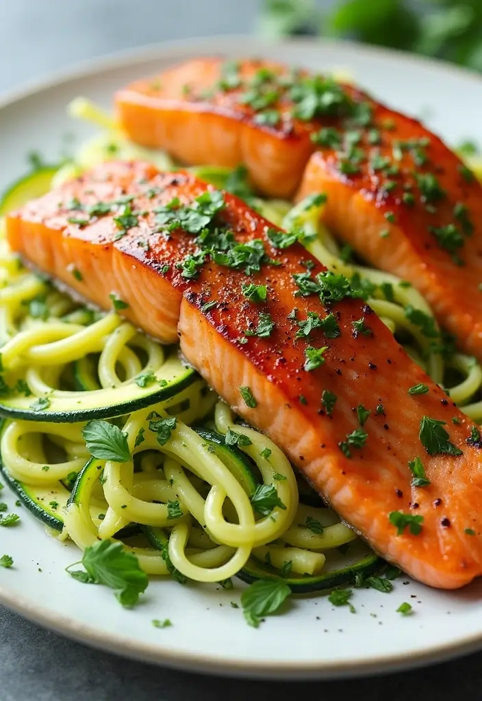 27 High Protein Low Carb Salmon Recipes Omega Rich Meals 10. Salmon and Zucchini Noodles