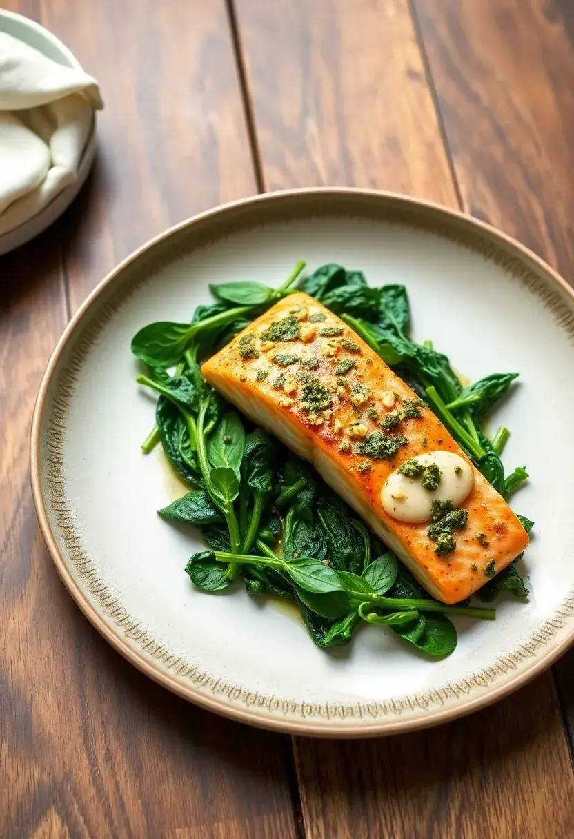 27 High Protein Low Carb Salmon Recipes Omega Rich Meals 21. Pesto Salmon with Spinach