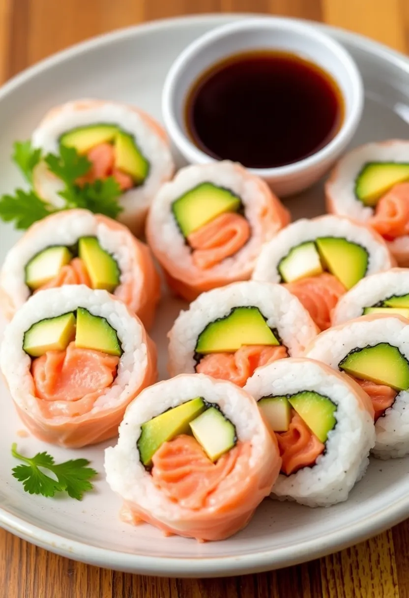 27 High Protein Low Carb Salmon Recipes Omega Rich Meals 24. Salmon and Avocado Sushi Rolls