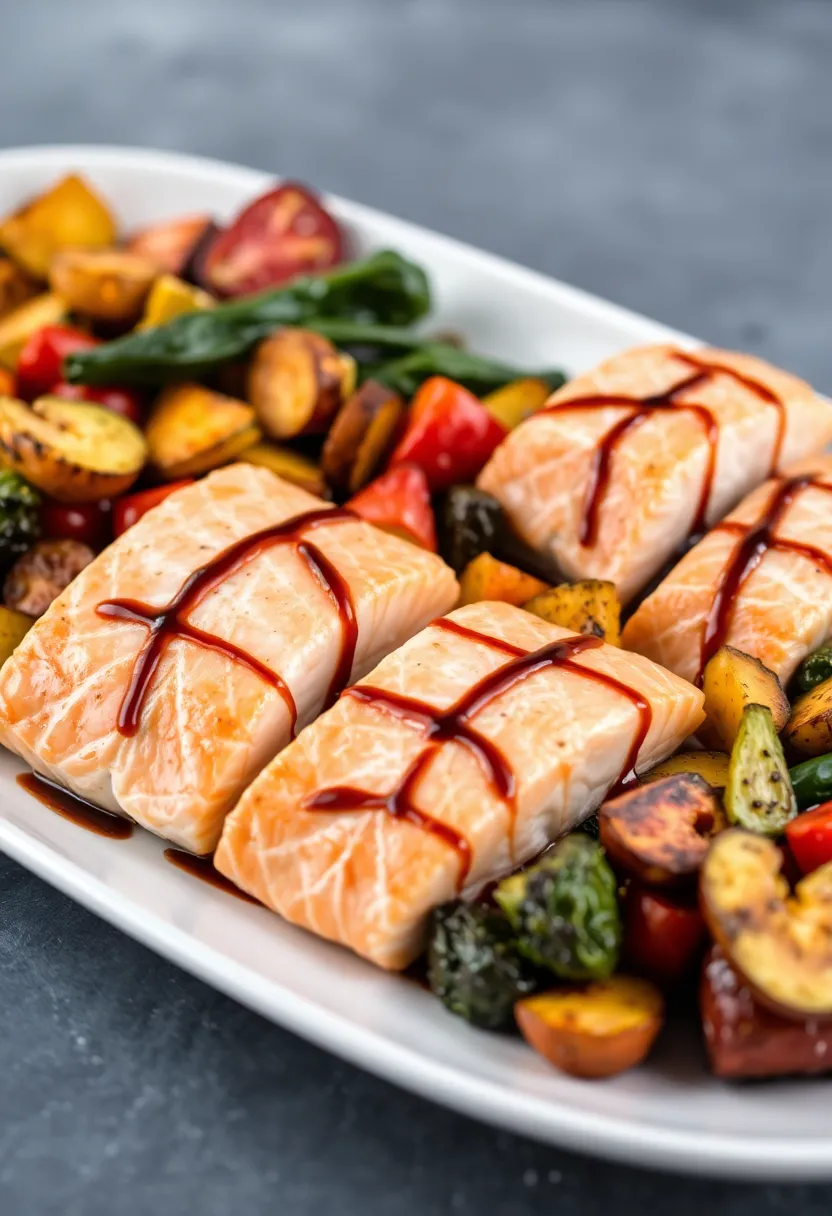 27 High Protein Low Carb Salmon Recipes Omega Rich Meals 25. Salmon and Roasted Vegetable Platter