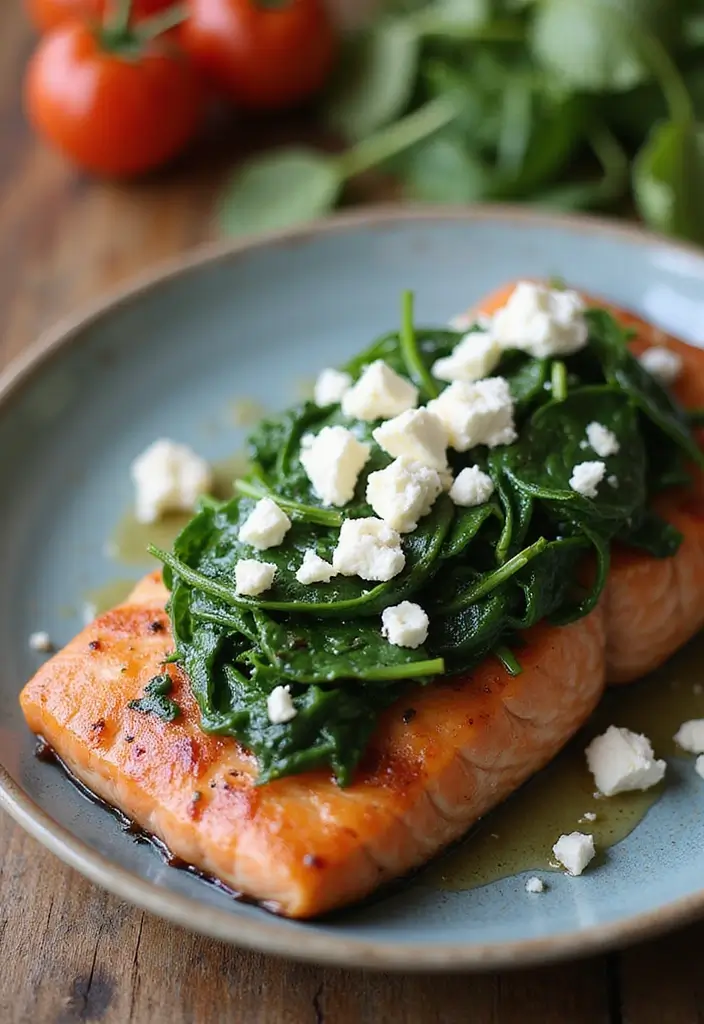 27 High Protein Low Carb Salmon Recipes Omega Rich Meals 6. Mediterranean Salmon with Spinach and Feta
