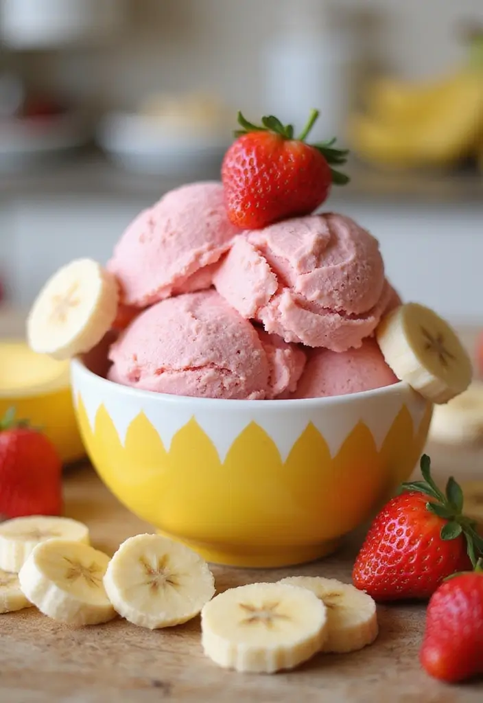 27 Ninja Creami Ice Cream Recipes: High Protein Sweet Treats - 7. Strawberry Banana Protein Swirl
