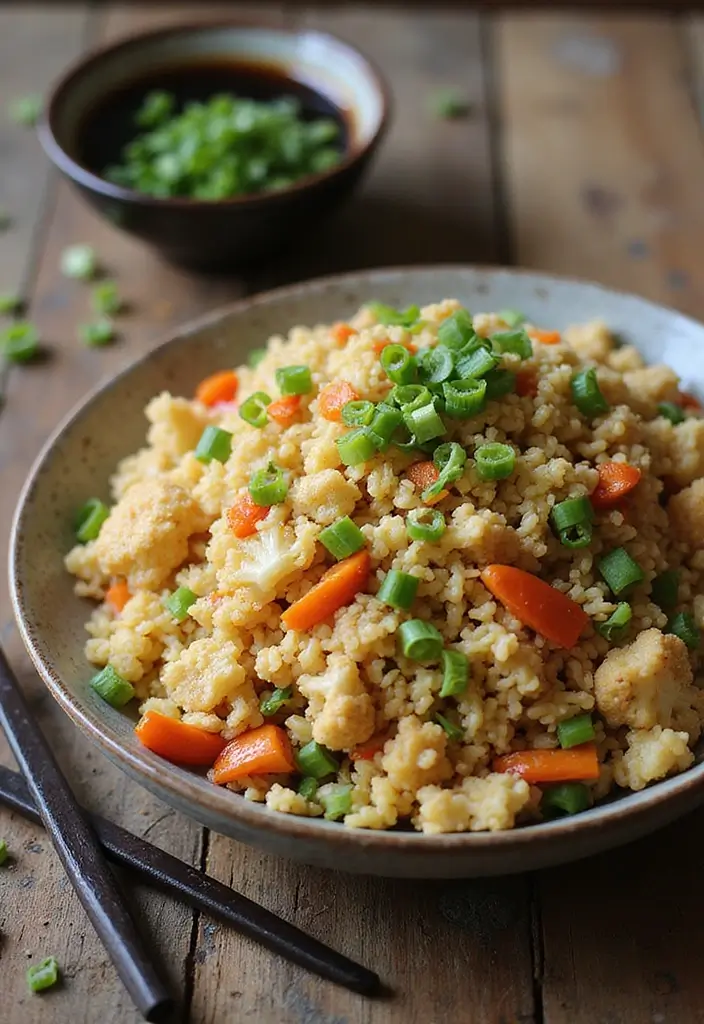 27 Vegetarian High Protein Low Carb Recipes That Taste Great - 2. Cauliflower Fried Rice