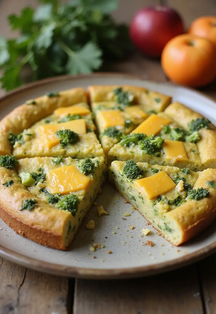 27 Vegetarian High Protein Low Carb Recipes That Taste Great - 21. Broccoli and Cheddar Frittata