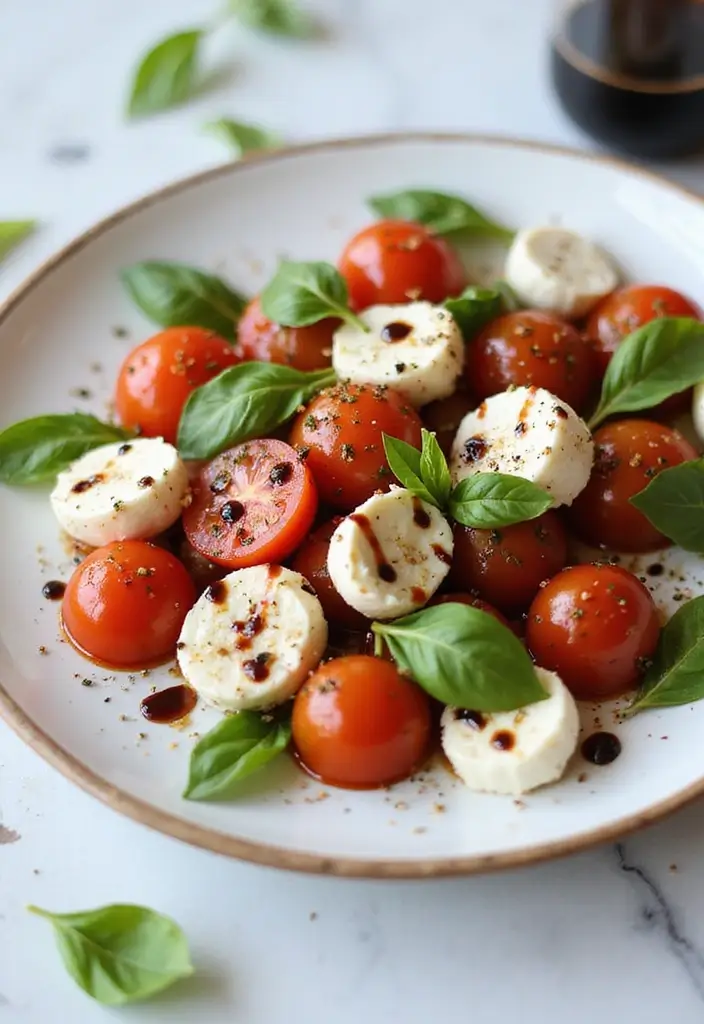27 Vegetarian High Protein Low Carb Recipes That Taste Great - 22. Caprese Salad with Balsamic Reduction