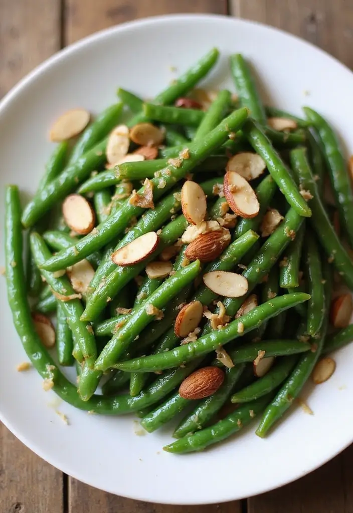 27 Vegetarian High Protein Low Carb Recipes That Taste Great - 25. Sautéed Green Beans with Garlic and Almonds