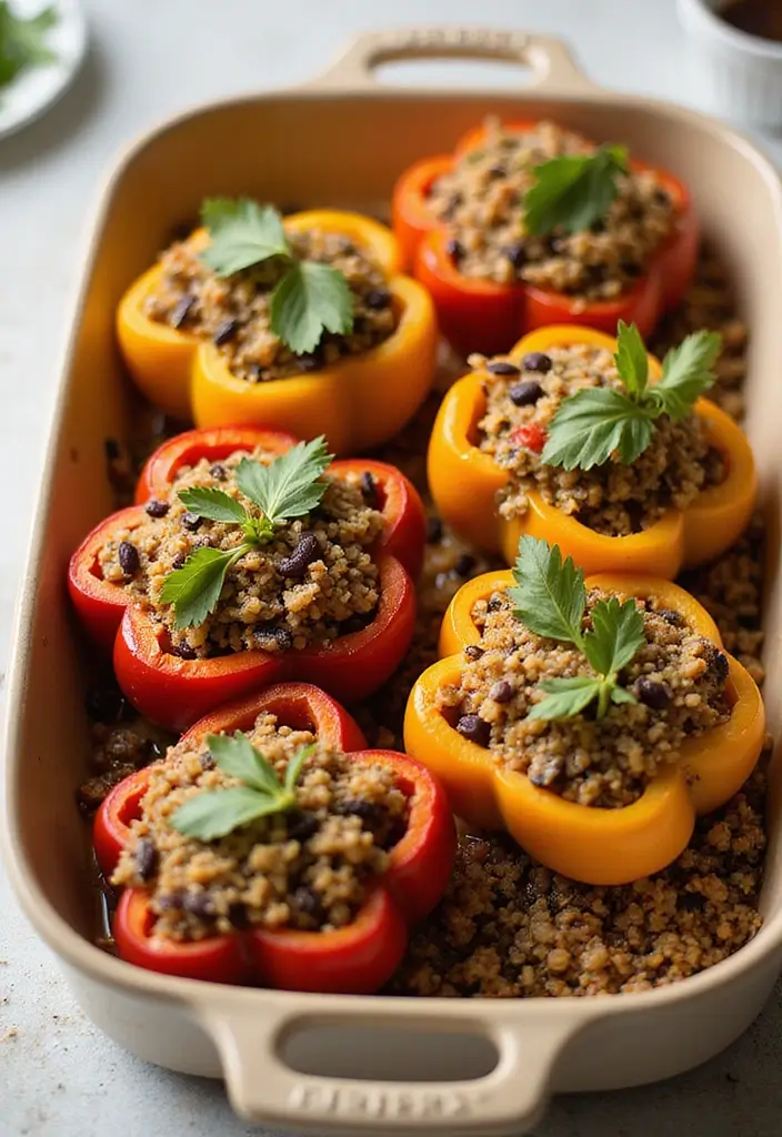27 Vegetarian High Protein Low Carb Recipes That Taste Great - 7. Stuffed Bell Peppers with Quinoa and Black Beans