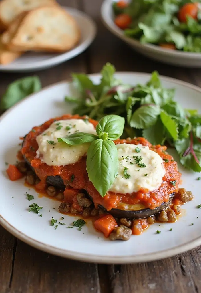 30 Healthy High Protein Dinner Recipes For Two 13. Eggplant and Lentil Parmesan