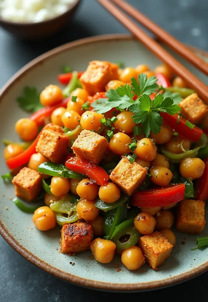 30 Healthy High Protein Dinner Recipes For Two 3. Chickpea Stir Fry with Tofu