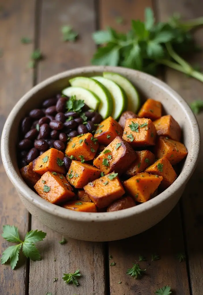30 High Protein Low Calorie Recipes Meal Prep Friendly - 10. Sweet Potato and Black Bean Bowl