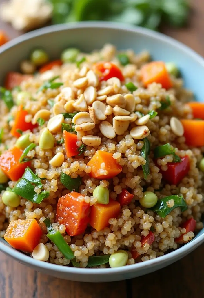 30 High Protein Low Calorie Recipes Meal Prep Friendly - 17. Thai Peanut Quinoa Salad
