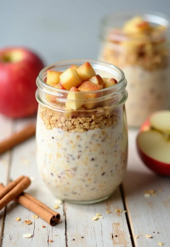 30 High Protein Low Calorie Recipes Meal Prep Friendly - 19. Apple Cinnamon Overnight Oats