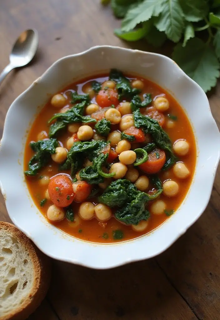 30 High Protein Low Calorie Recipes Meal Prep Friendly - 2. Chickpea and Spinach Stew