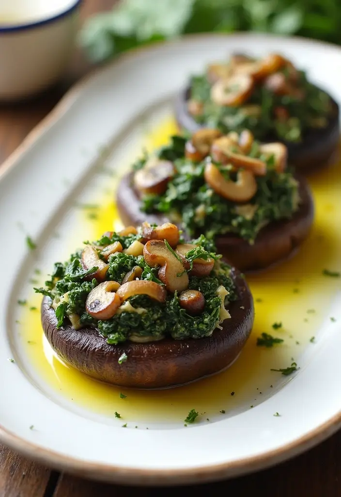 30 High Protein Low Calorie Recipes Meal Prep Friendly - 30. Spinach and Mushroom Stuffed Portobello Caps